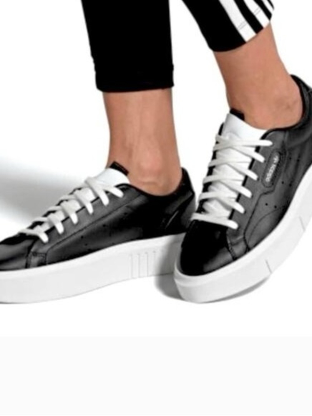 Adidas Black and White Platform Lace-Up Women's Sneakers